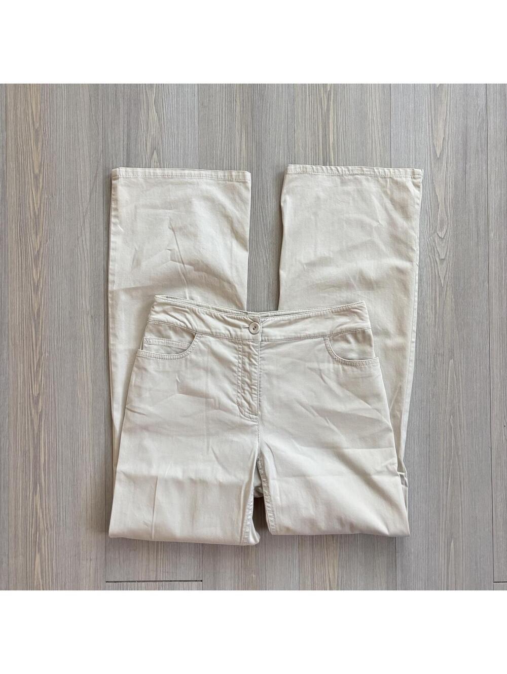 Eileen Fisher Womens Wide Leg Pants Size PP Off White Beige Petite Cream Chino